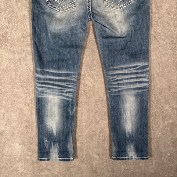 BKE Sabrina Bootcut Jeans Womens Size 32 Medium Wash Denim Y2K Faded Grunge - Picture 9 of 14